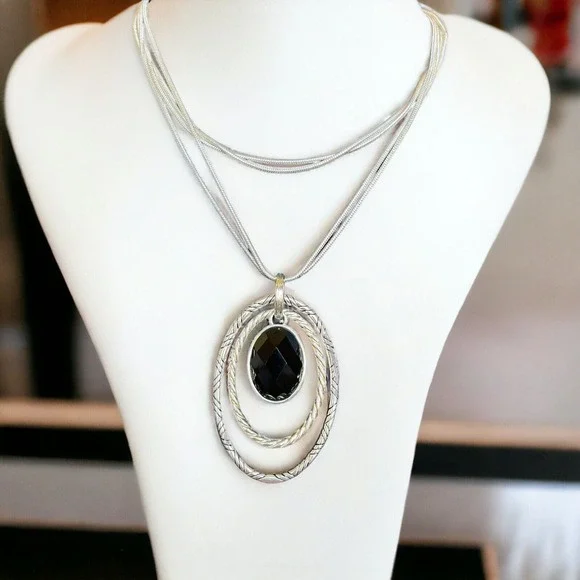 Napier Jewelry Napier Oval Pendant Necklace Silver Tone